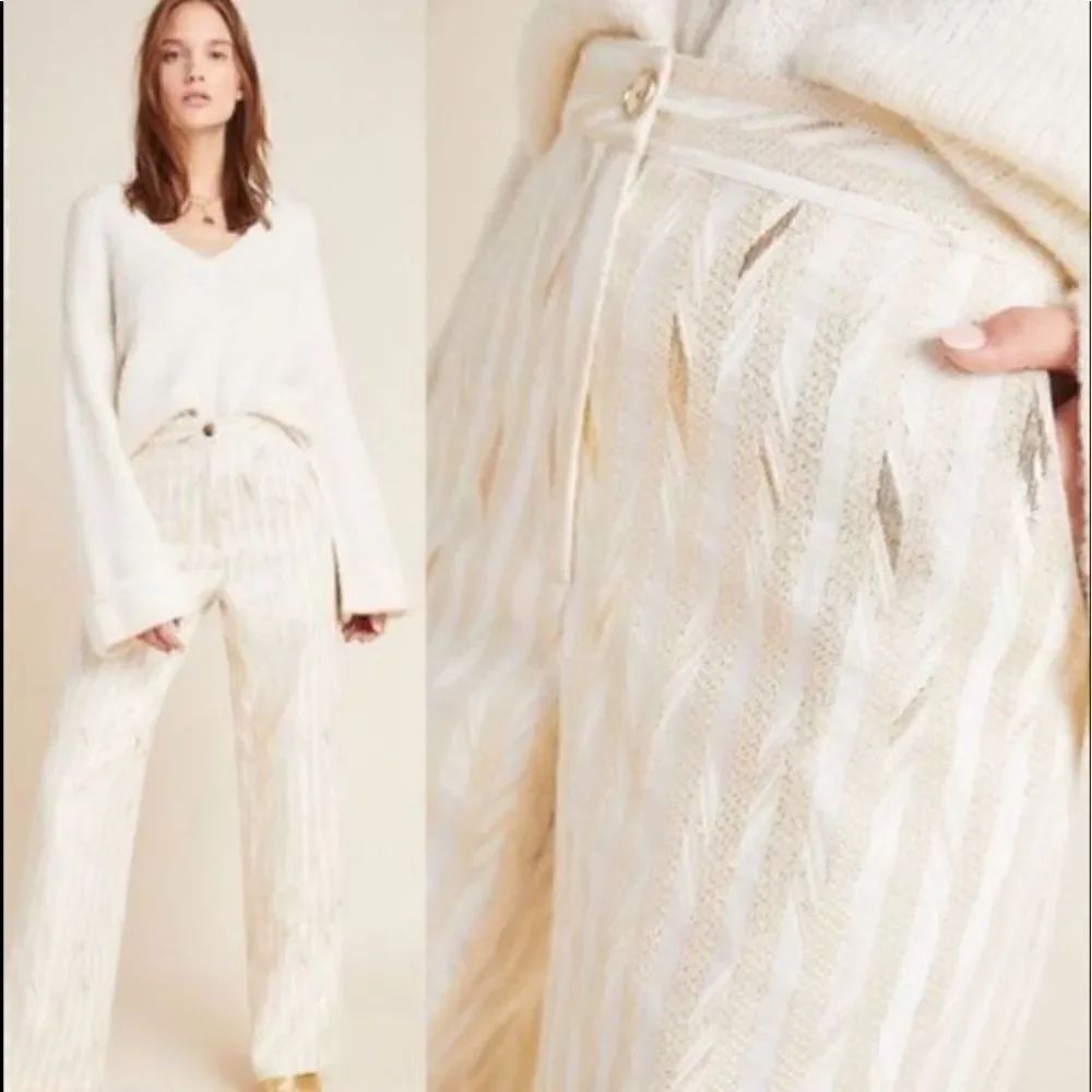 Porridge Kelyn Striped Metallic Wide Leg Trousers